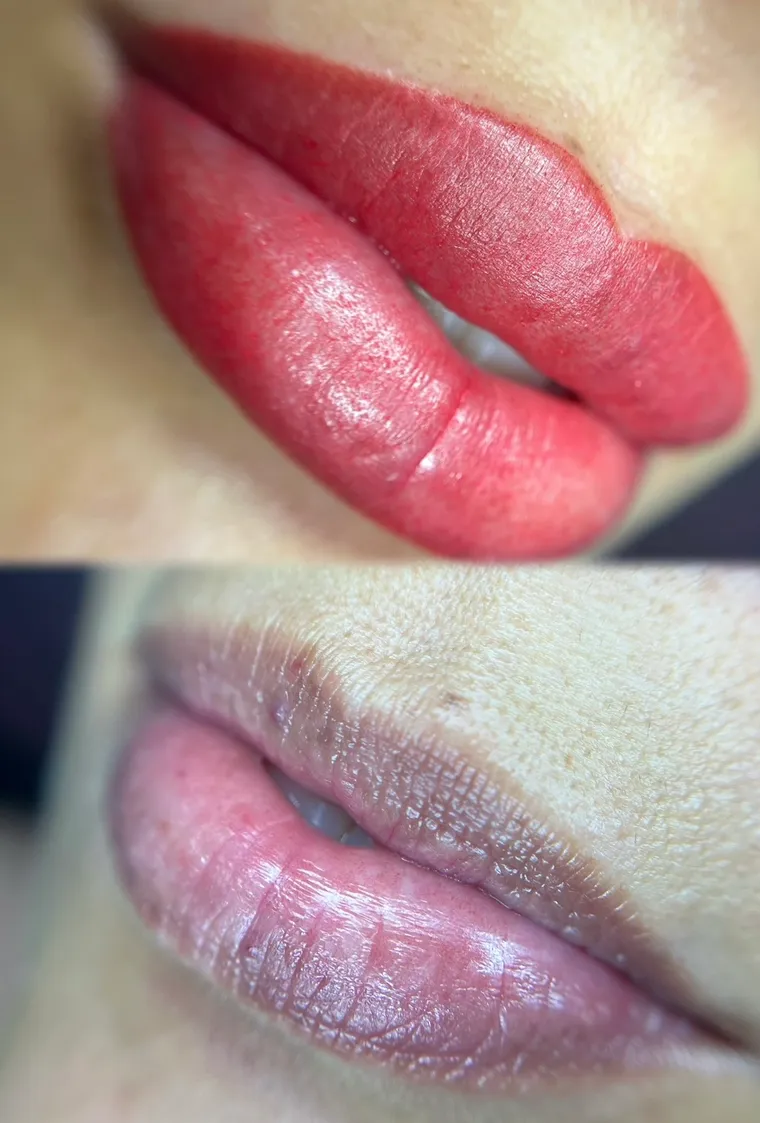 Después de la micropigmentación de labios